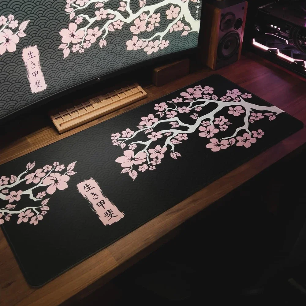 Laptop Accessories For Protection - Japan Sakura Mousepad Kawaii Black and