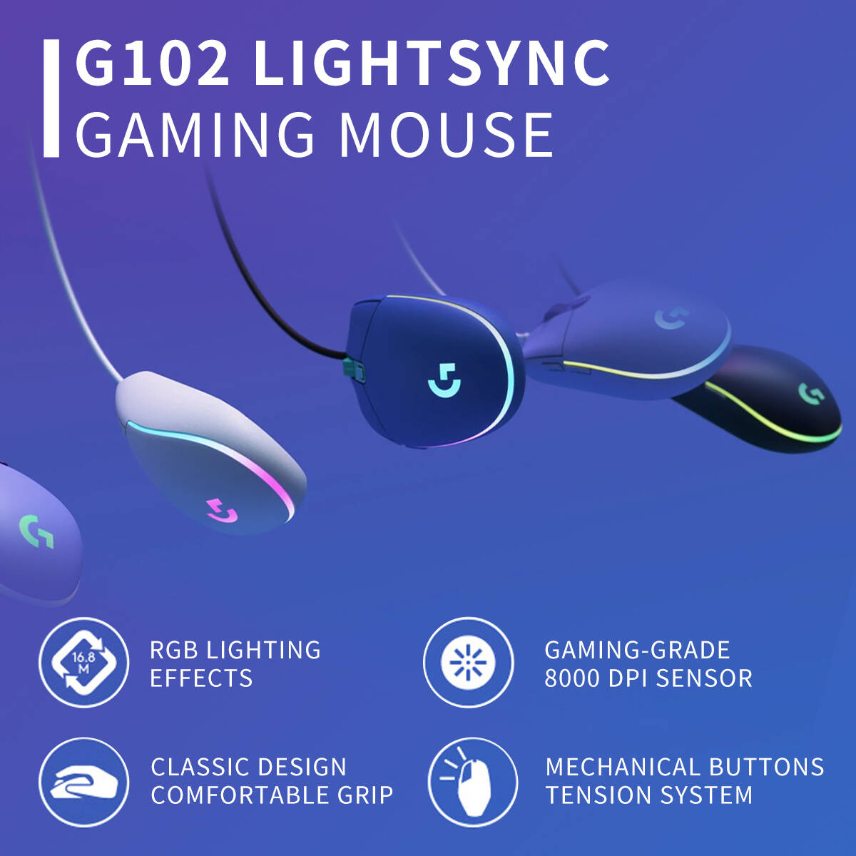 G102 Logitech G203 RGB Gaming  - Logitech Mouse G203 recension och pris
